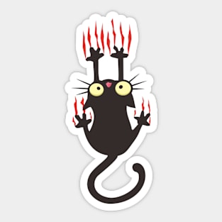 The Cat's Fight to Prevent a Fall Sticker